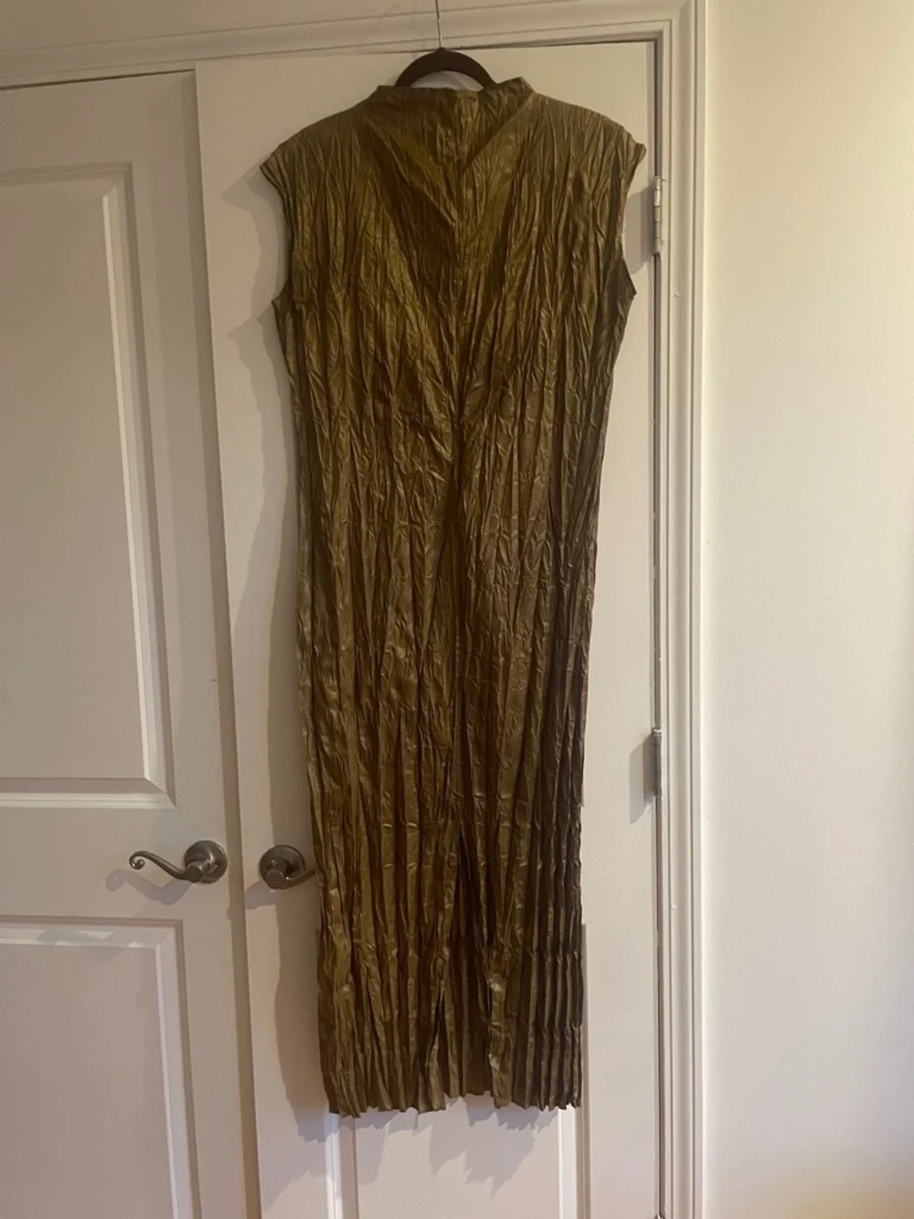 Acne Metallic Gold Crinkle Maxi Dress - Picture 7 of 9